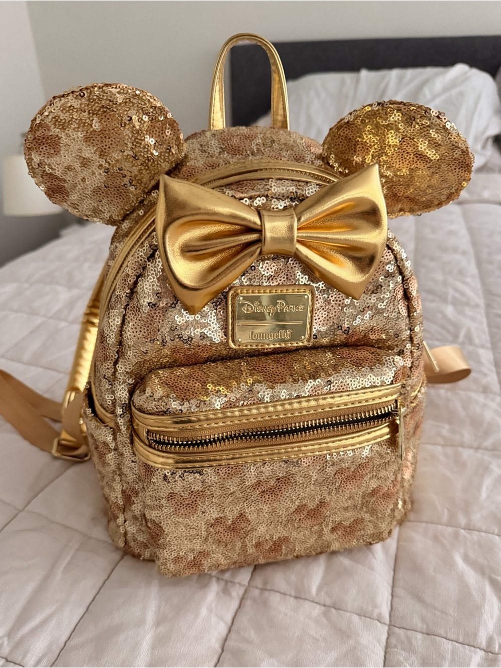 Loungefly Gold Sequin Disney Minnie Mouse Backpack
